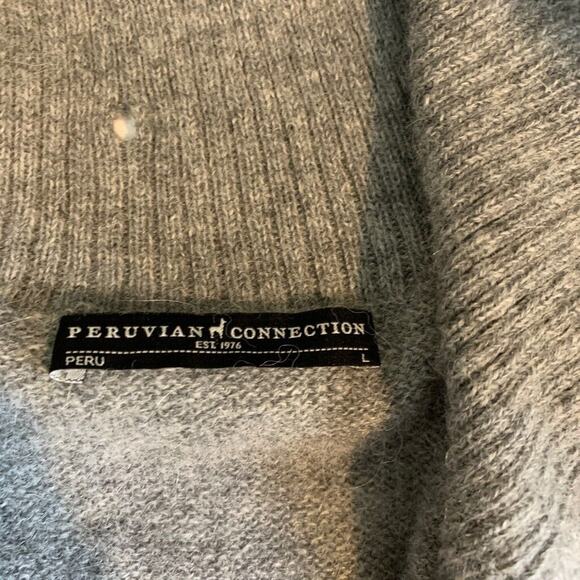 Peruvian Connection Sweater Womens L Large Gray Soft Alpaca Half Button *READ - Picture 14 of 16